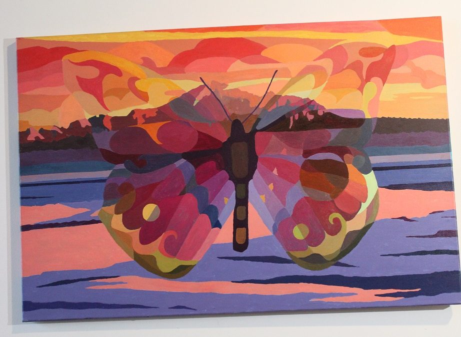 Moment near Baker, acrylic on canvas, (24″ x 36″ x 3/4″), Sold.